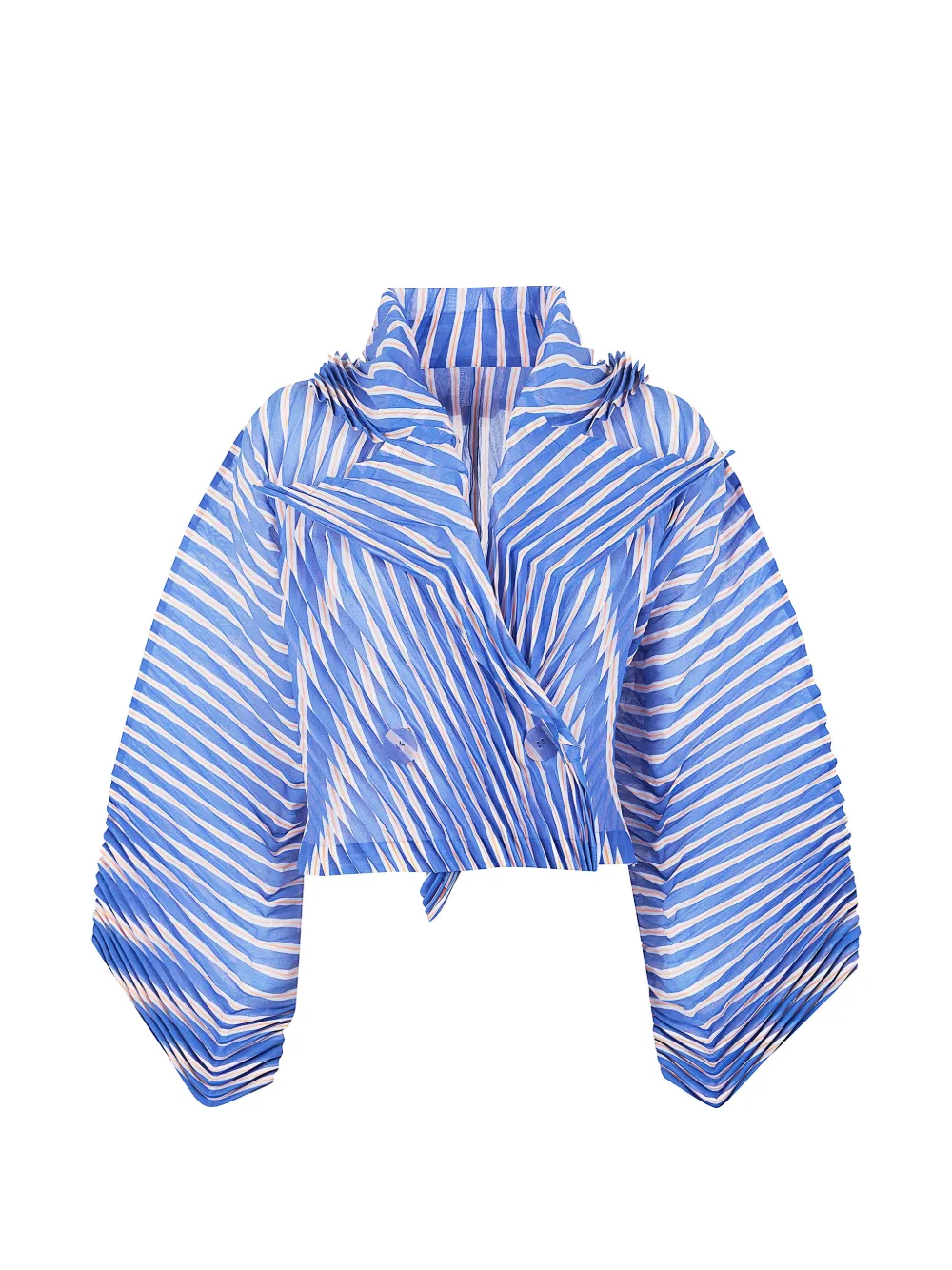 Issey Miyake pleated striped jacket - Blu