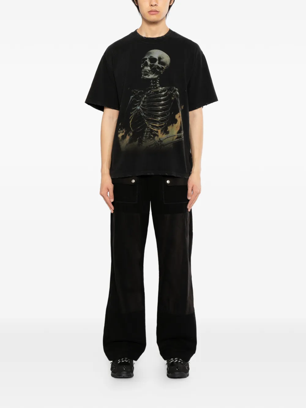 WARMAN skeleton printed T-shirt - Zwart