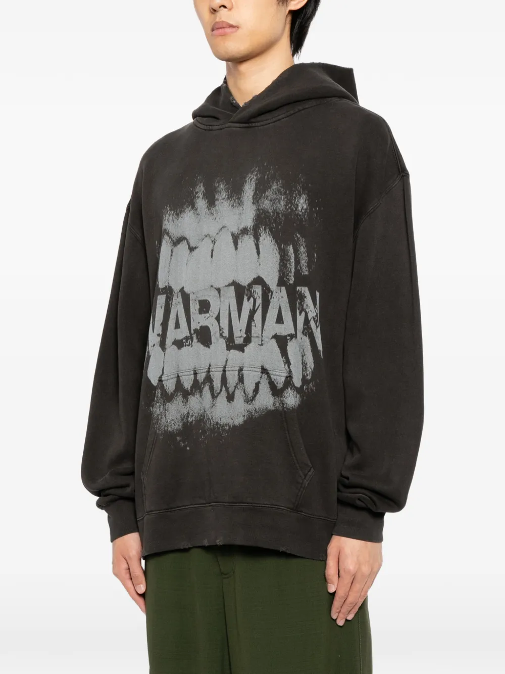  Warman Sudadera Estampada Con Capucha - Negro 