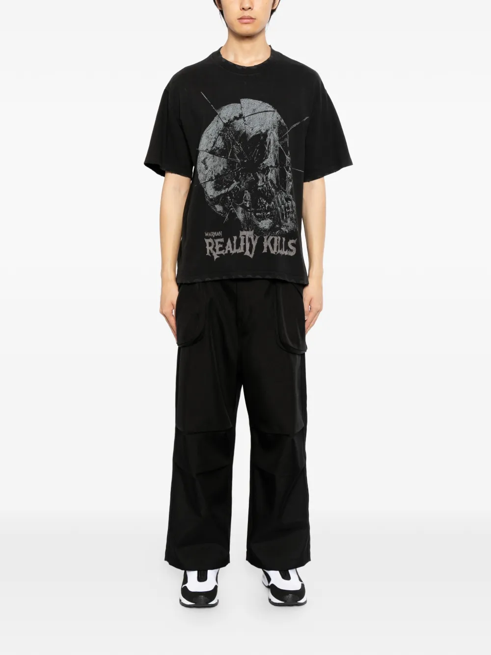 WARMAN graphic raw-cut T-shirt - Zwart