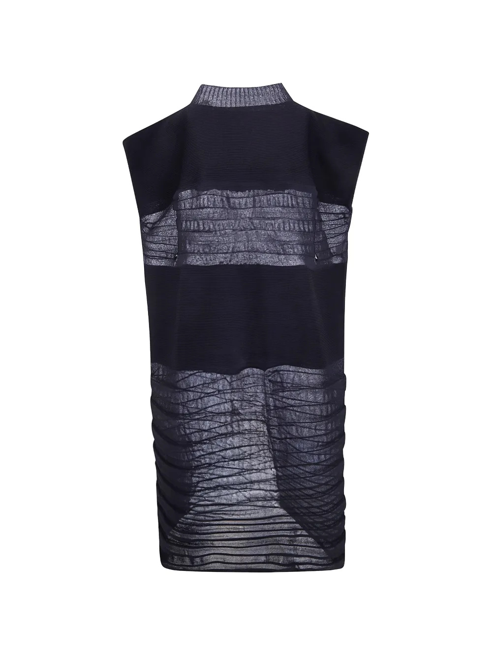 Issey Miyake Geplooide jurk met hoge hals Zwart