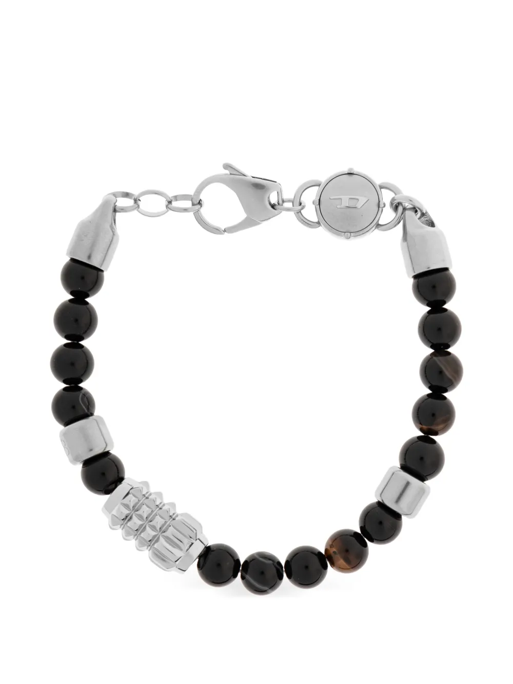 Diesel beaded logo-charm bracelet - Argento