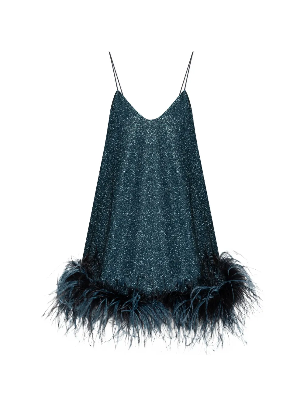 Oséree feather V-neck dress - Blu