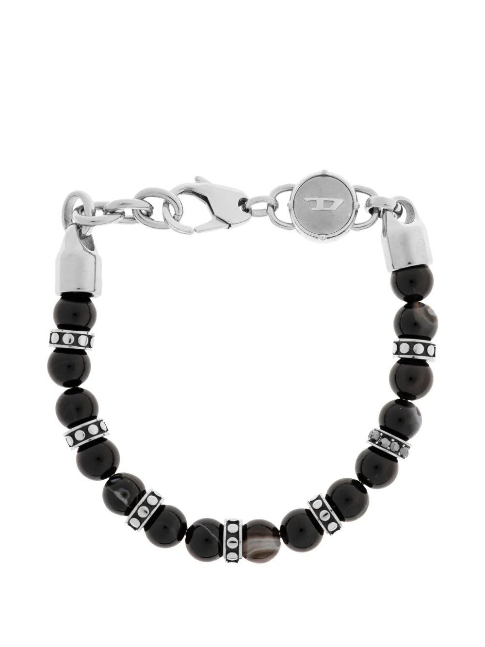 Diesel beaded logo-charm bracelet - Argento