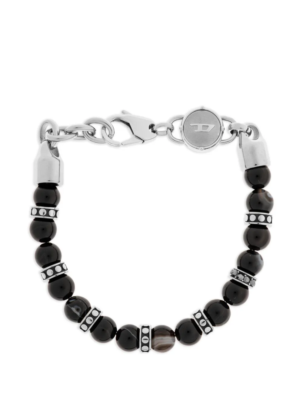 Diesel beaded logo-charm bracelet - Argento