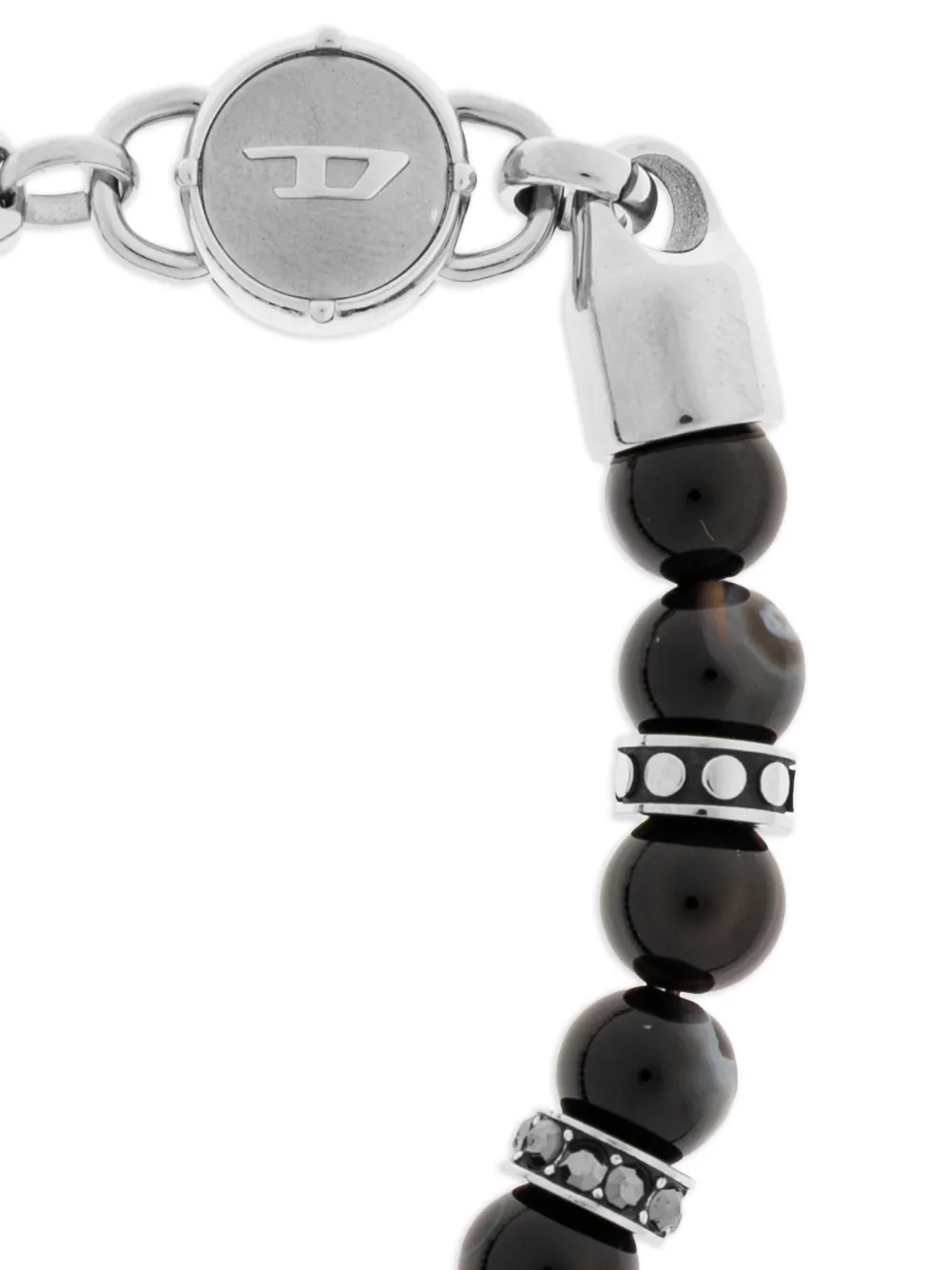  Diesel Beaded Logo-charm Bracelet - Silver 