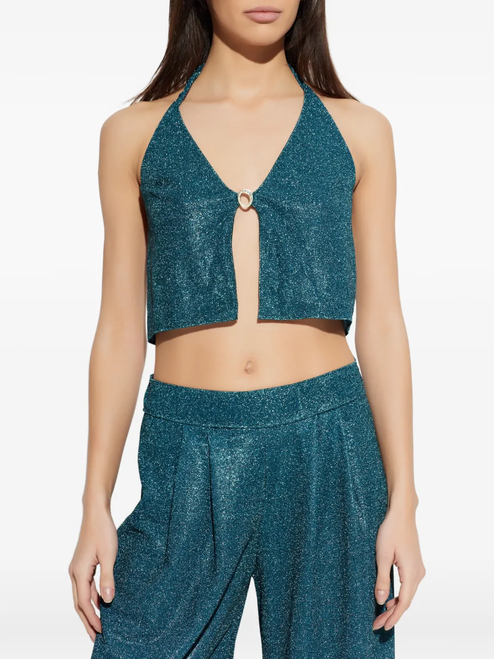  Oséree Ring Halterneck Top - Blue 