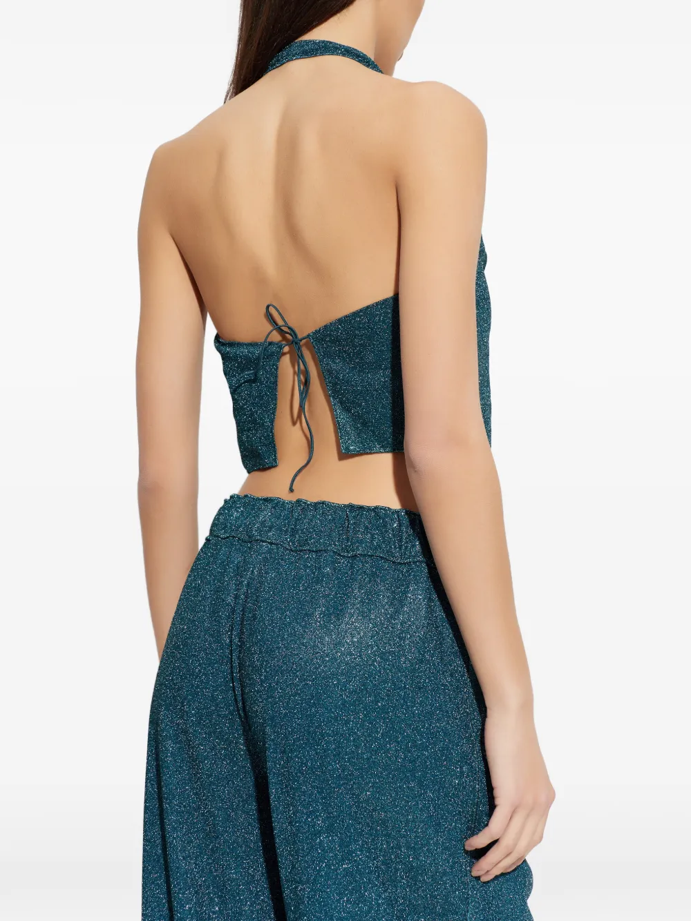 Oséree Top met halternek en ringdetail Blauw
