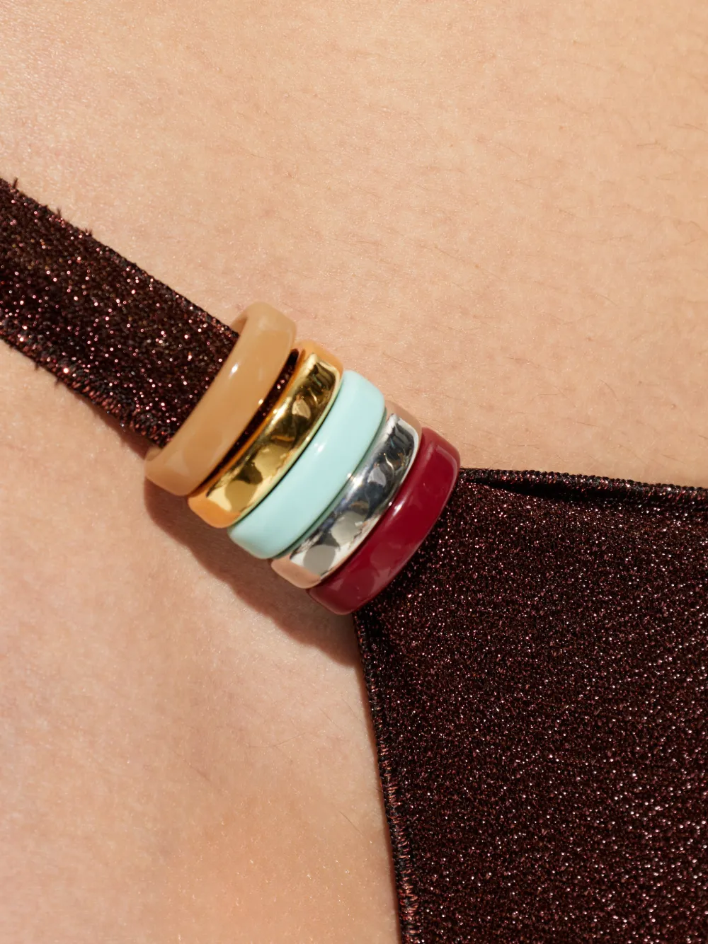  Oséree Ring-detail Triangle Bikini - Brown 