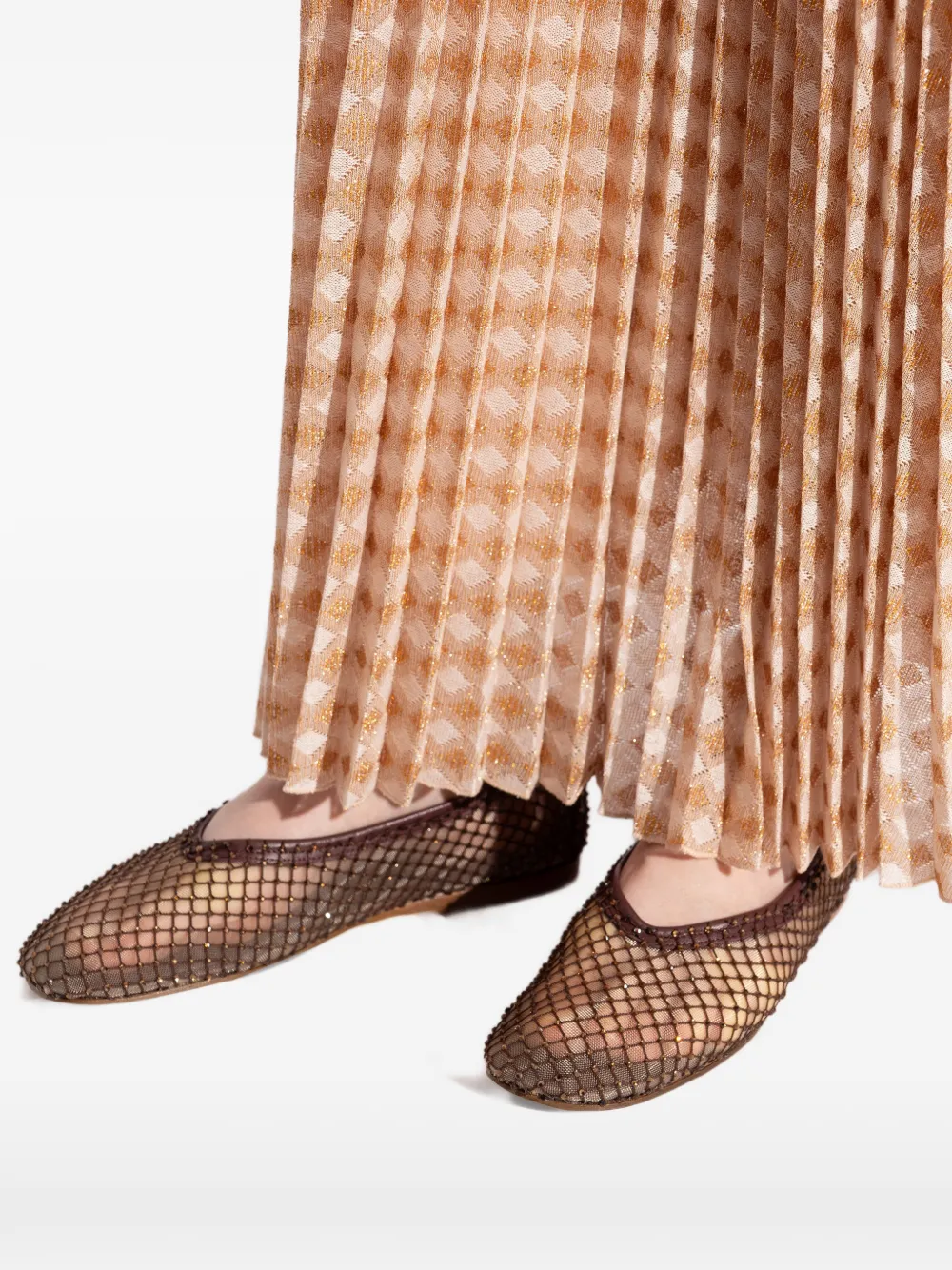 Forte Net ballet met studs Bruin