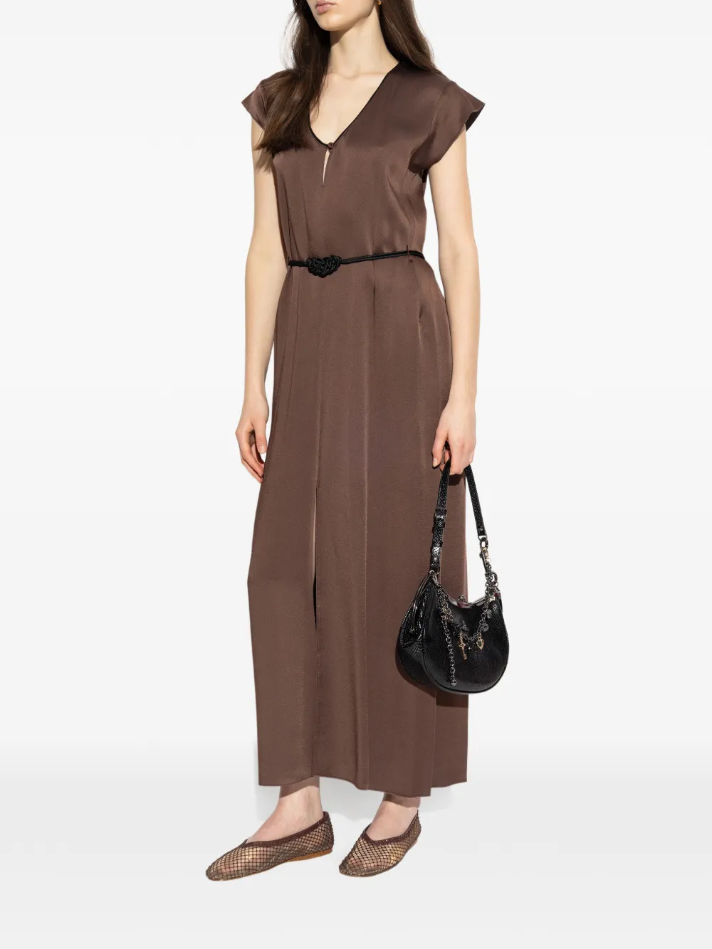  Forte Forte Knot V-neck Maxi Dress - Brown 