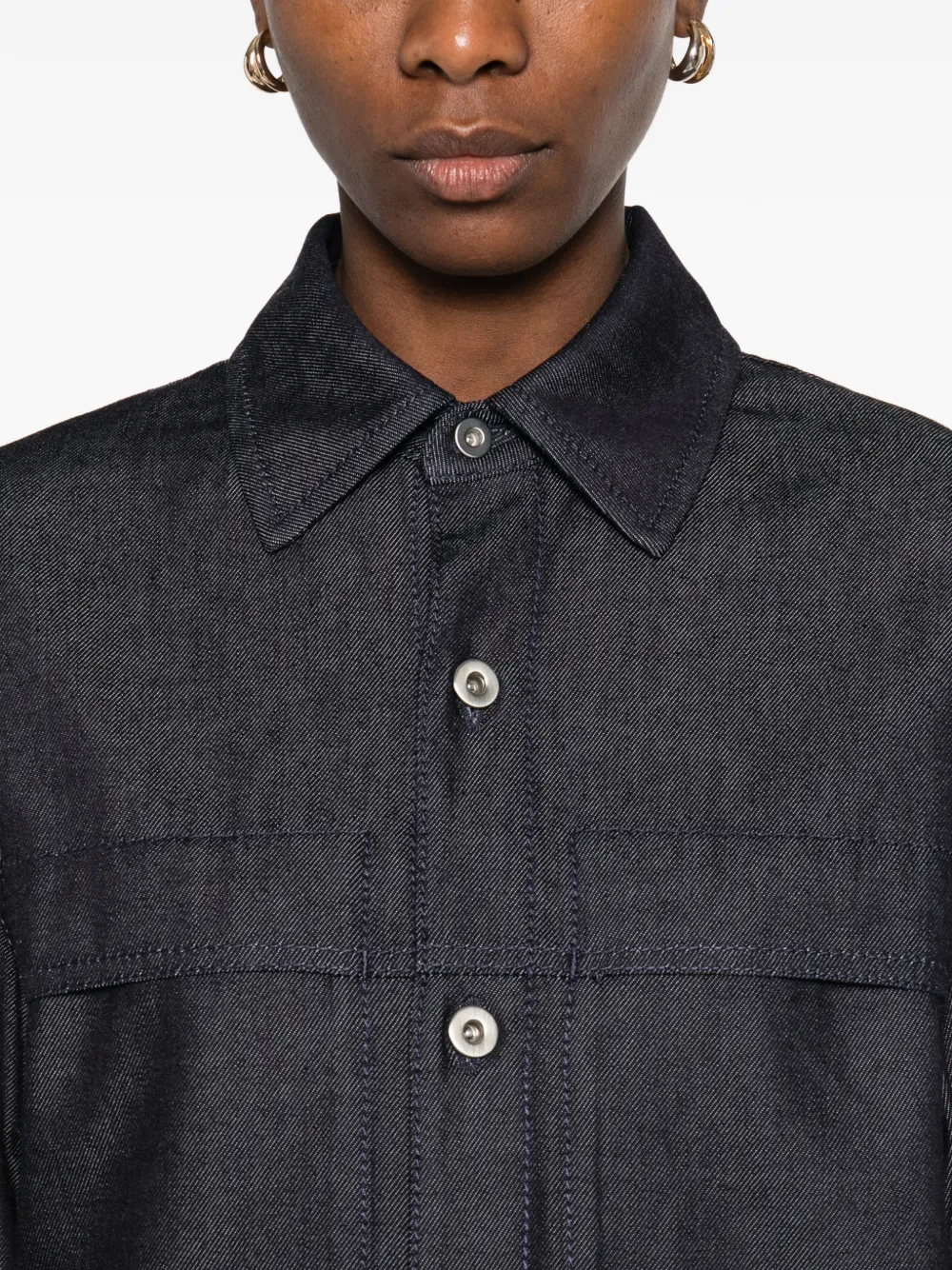 Jil Sander Blouse met klepzak en knopen Blauw