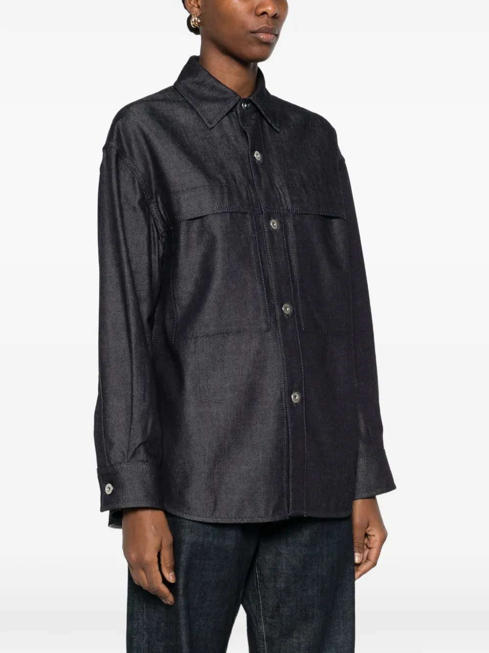 Jil Sander Blouse met klepzak en knopen Blauw