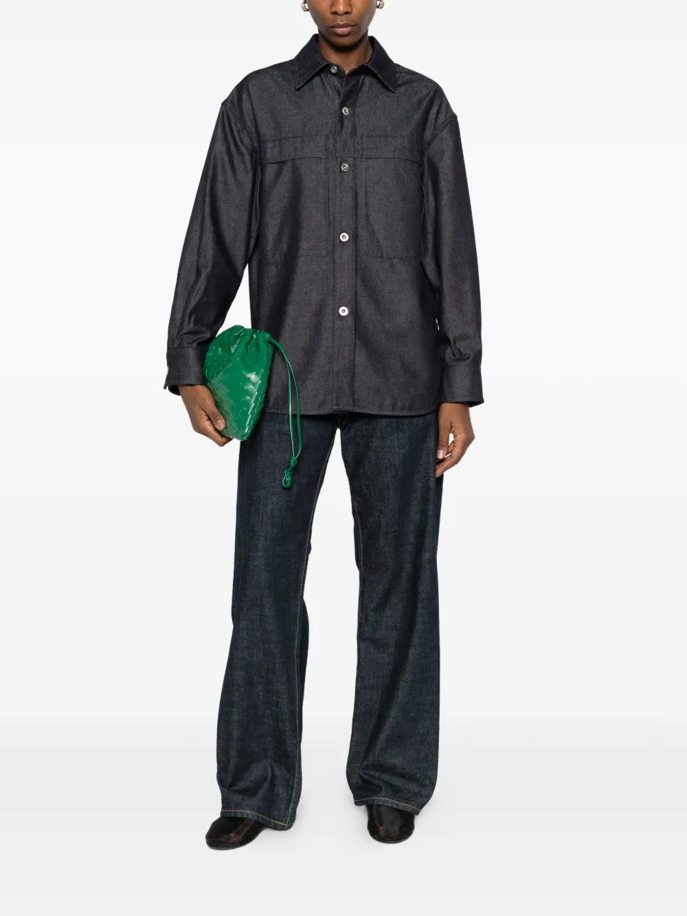 Jil Sander Blouse met klepzak en knopen Blauw