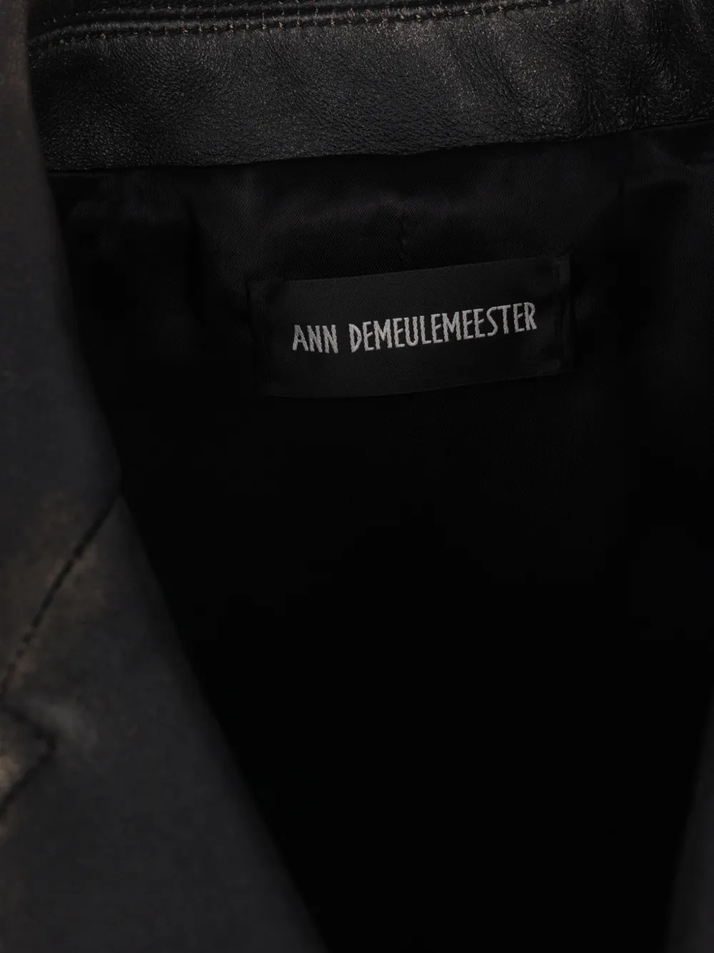 Ann Demeulemeester Malik gerafeld leren jack Zwart