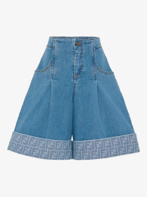 Fendi Kids pleated denim shorts