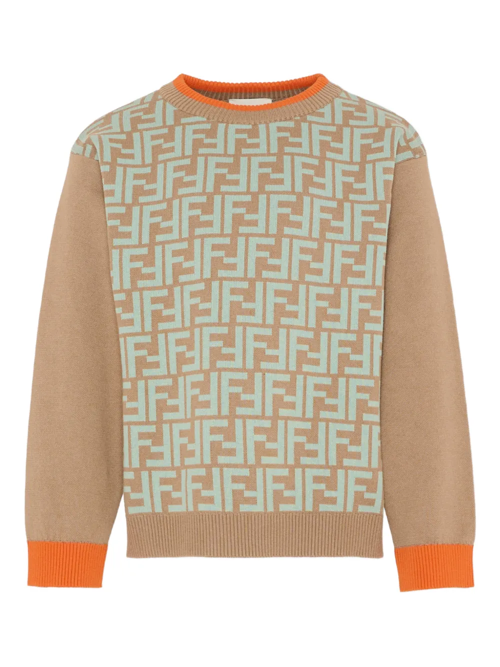Fendi Kids logo-pattern crew-neck sweater - Marrone
