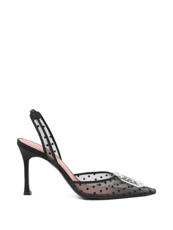 Amina Muaddi Polka-dot Heeled Pumps in White