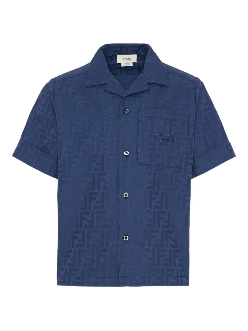 Fendi Kids short-sleeves logo-pattern shirt - Blau