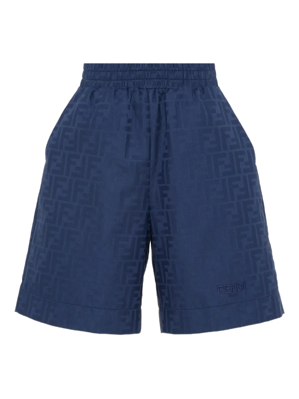 Fendi Kids logo-pattern shorts - Blu