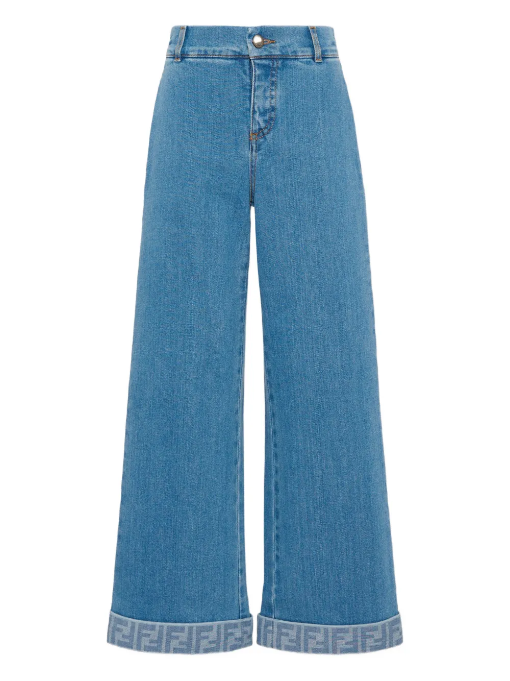 Fendi Kids logo-hem jeans - Blu