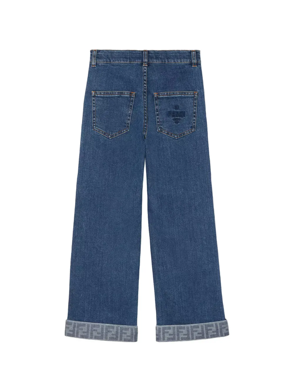  Fendi Kids Logo-hem Jeans - Blue 