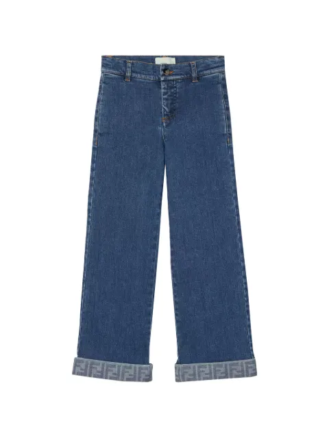 Fendi Kids jeans con logo en el dobladillo