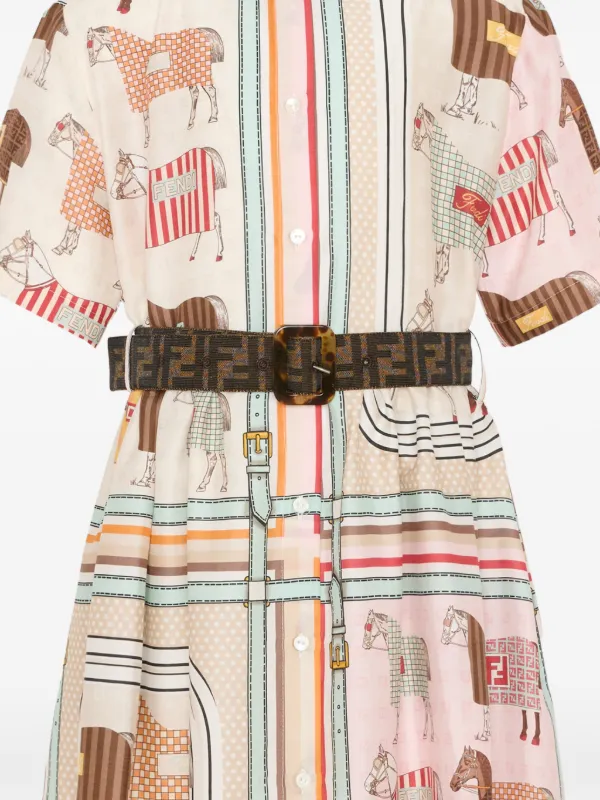Fendi Kids ストライプ コットンワンピース | ニュートラル | FARFETCH JP