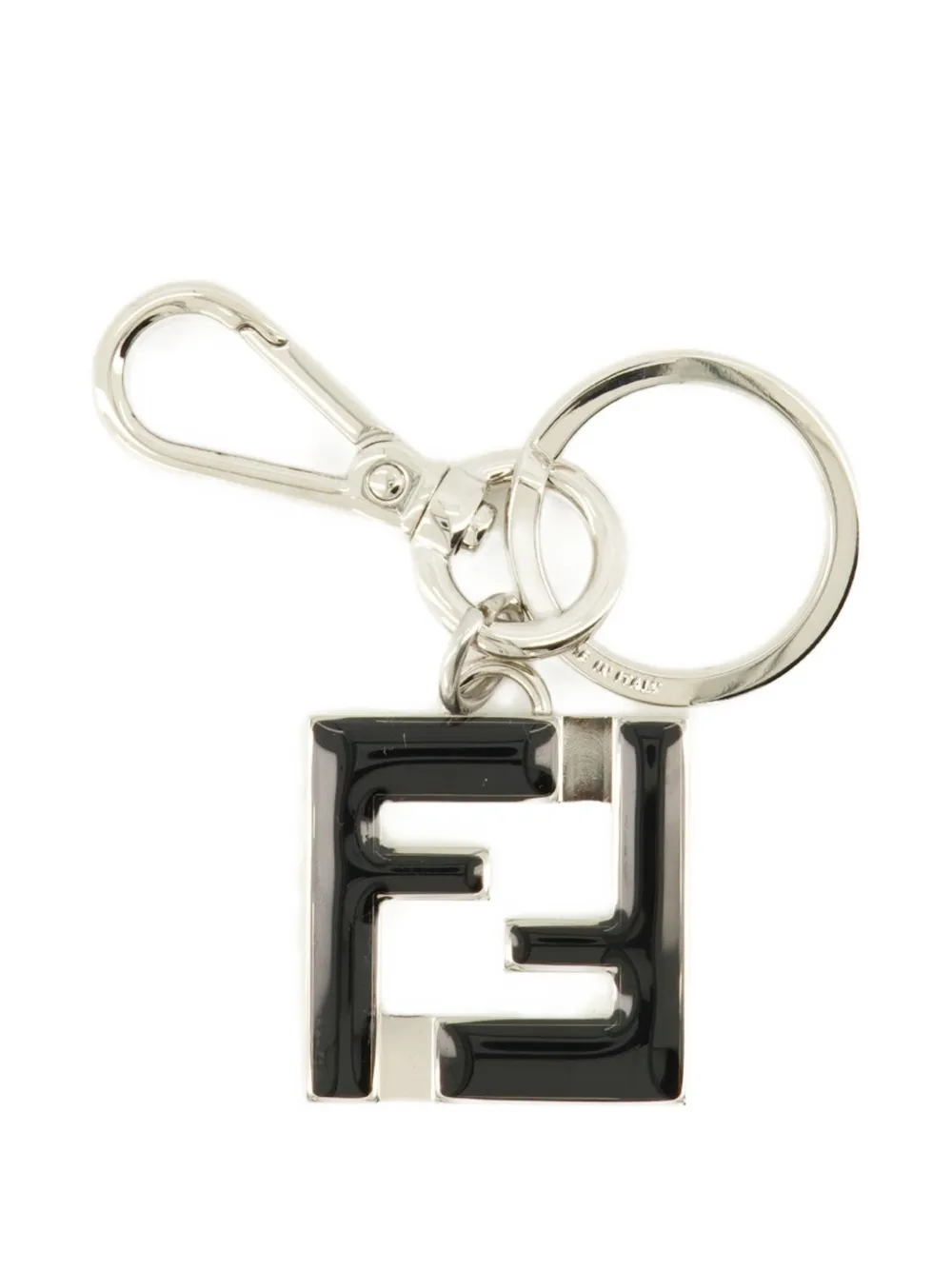 FENDI squared-logo lettering keyring - Silber