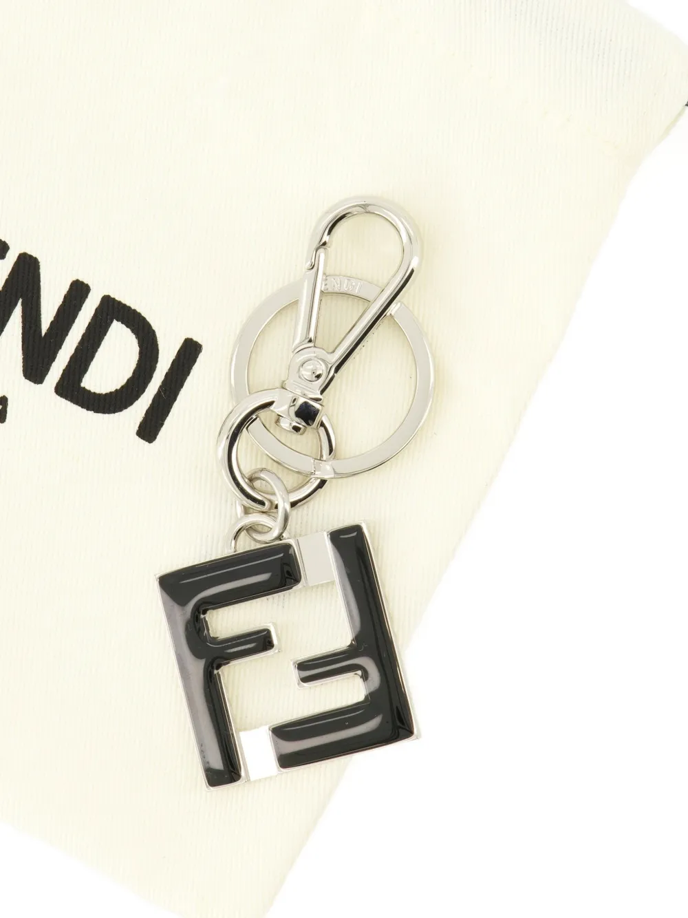  Fendi Squared-logo Lettering Keyring - Silver 