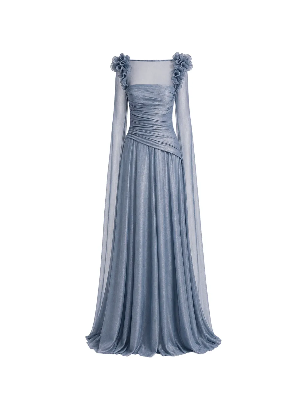 Gemy Maalouf floral-embellished ruched dress - Blu
