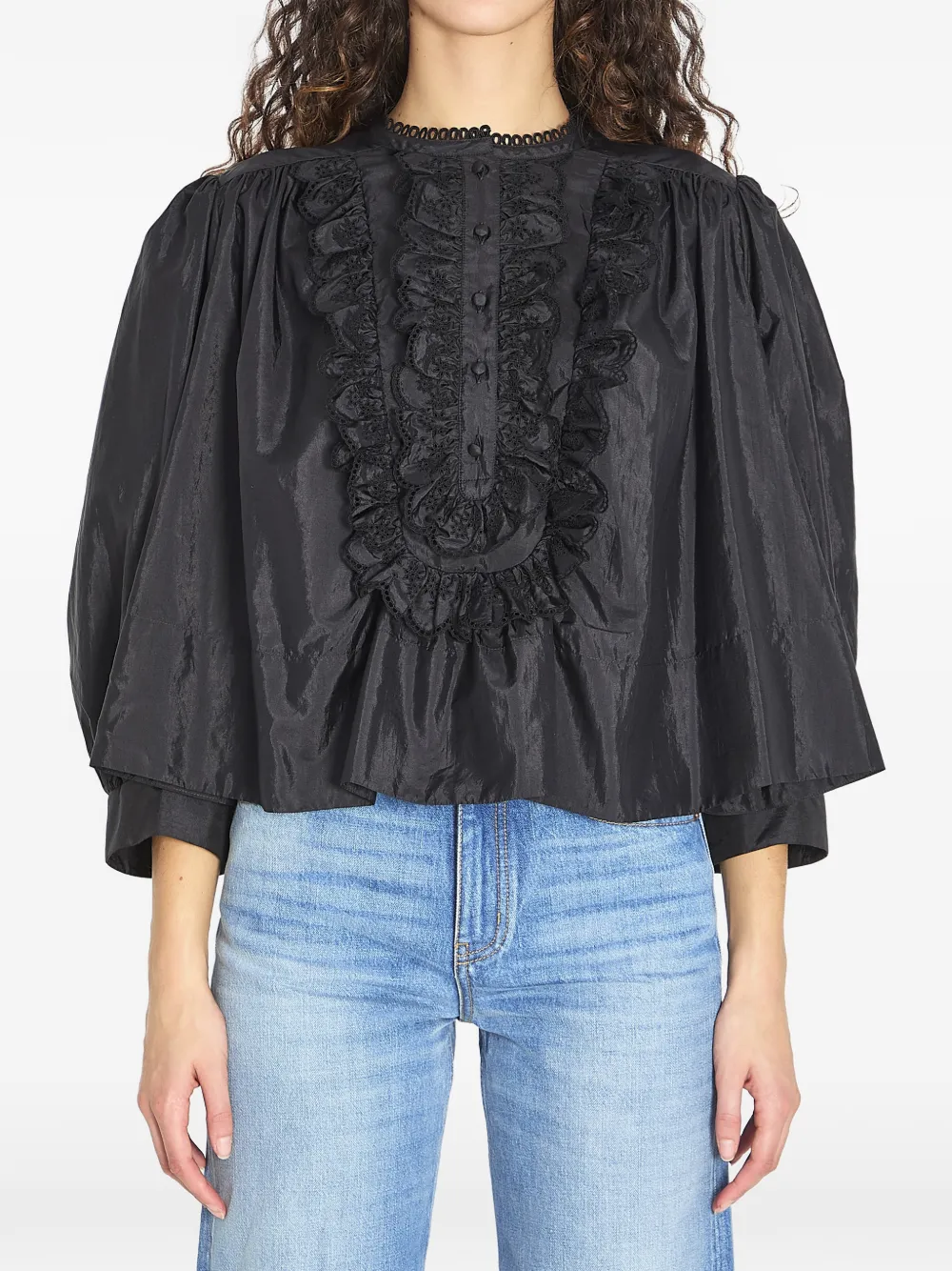 Chloé ruffled embroidered blouse - Nero