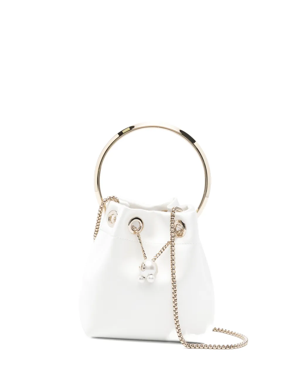 Jimmy Choo Bon Bon ring-handle clutch mini bag - Bianco