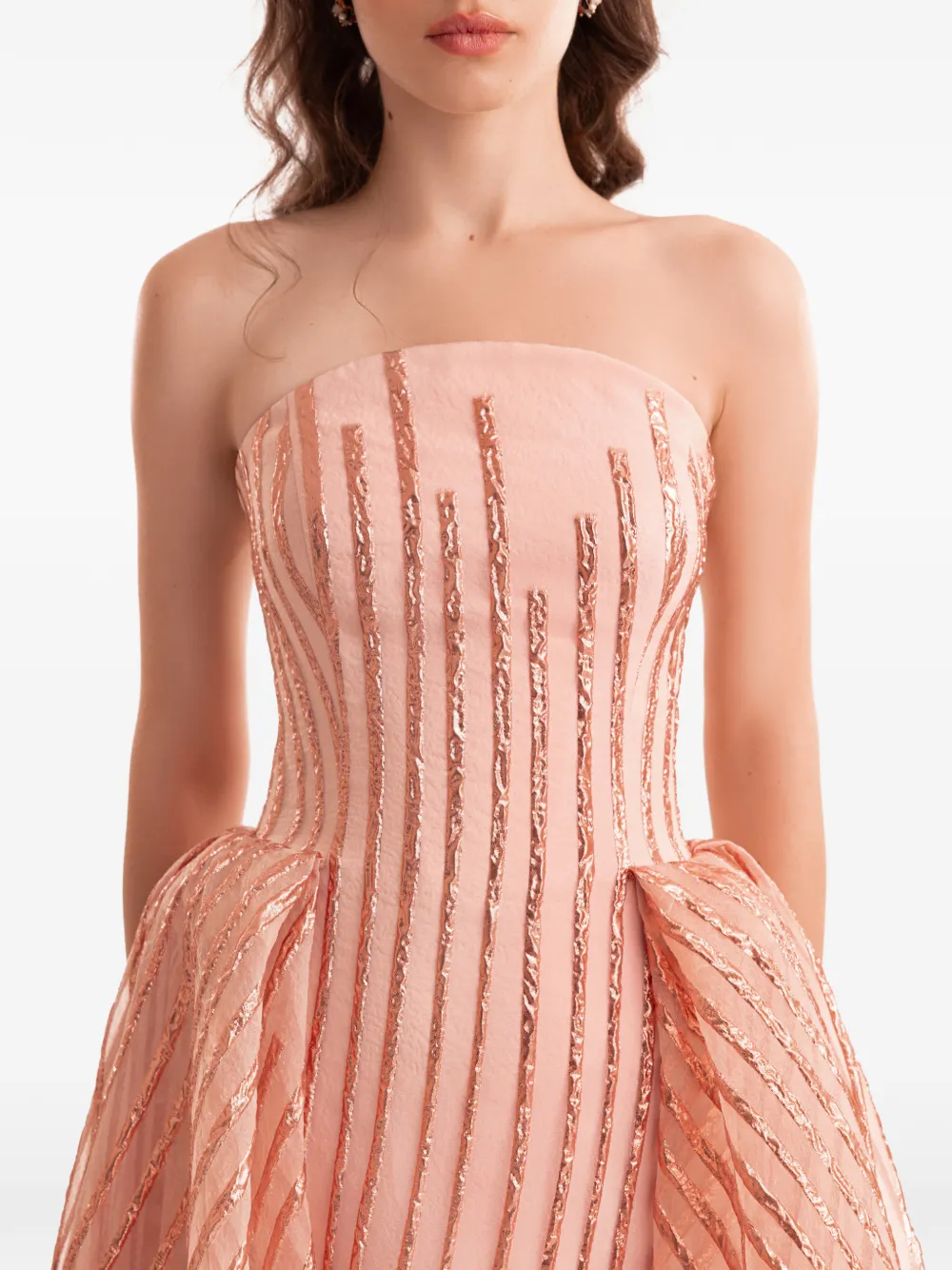 Gemy Maalouf Strapless verfraaide avondjurk Roze
