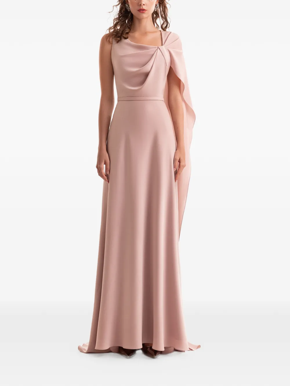 Gemy Maalouf asymmetrical cape satin dress - Roze