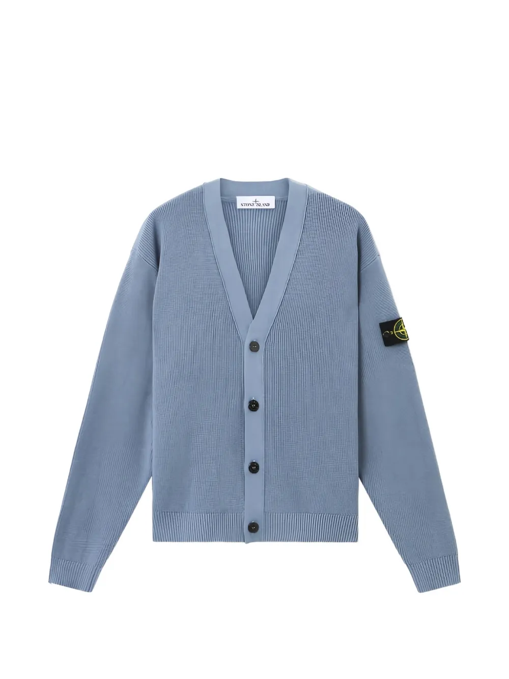 Stone Island V-neck logo-patch cardigan - Blau