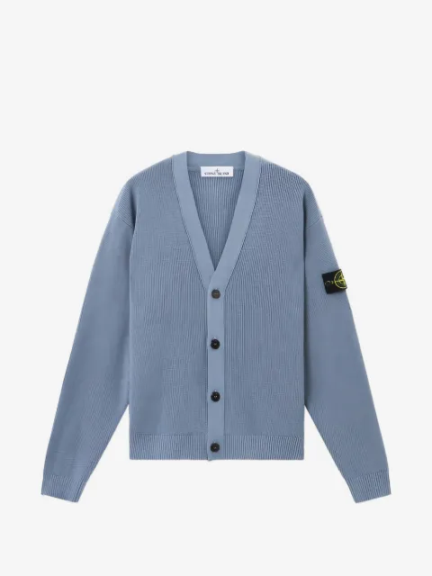 Stone Island V-neck logo-patch cardigan