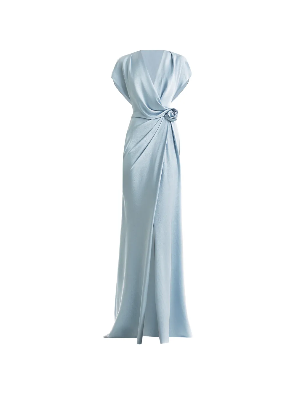Gemy Maalouf draped V-neck flower maxi dress - Blu