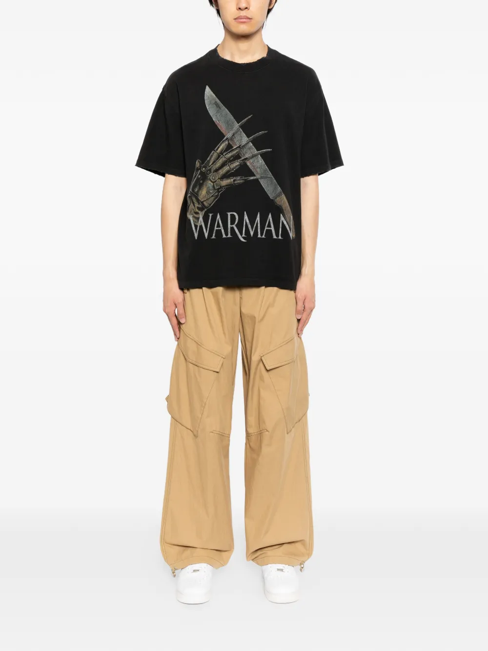 WARMAN printed T-shirt - Zwart