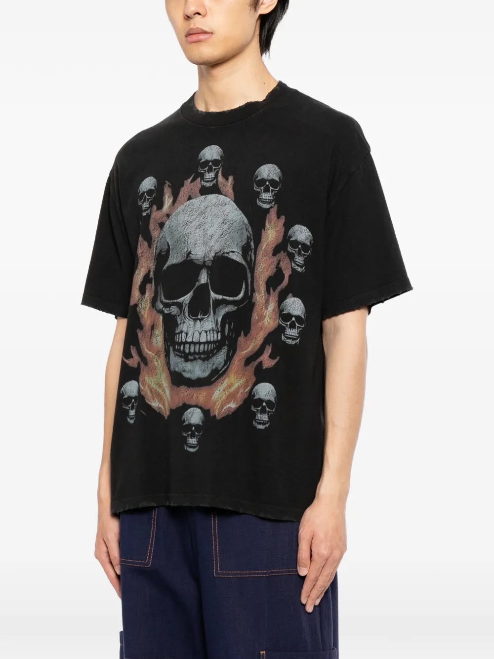 Warman Skull Printed T-shirt - Black 