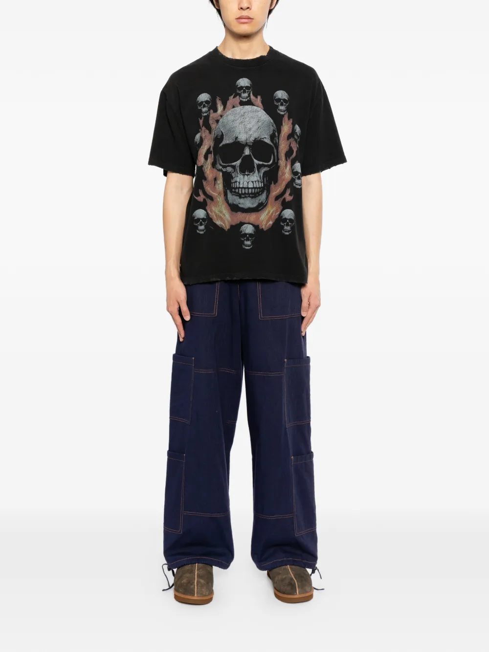 WARMAN skull printed T-shirt - Zwart