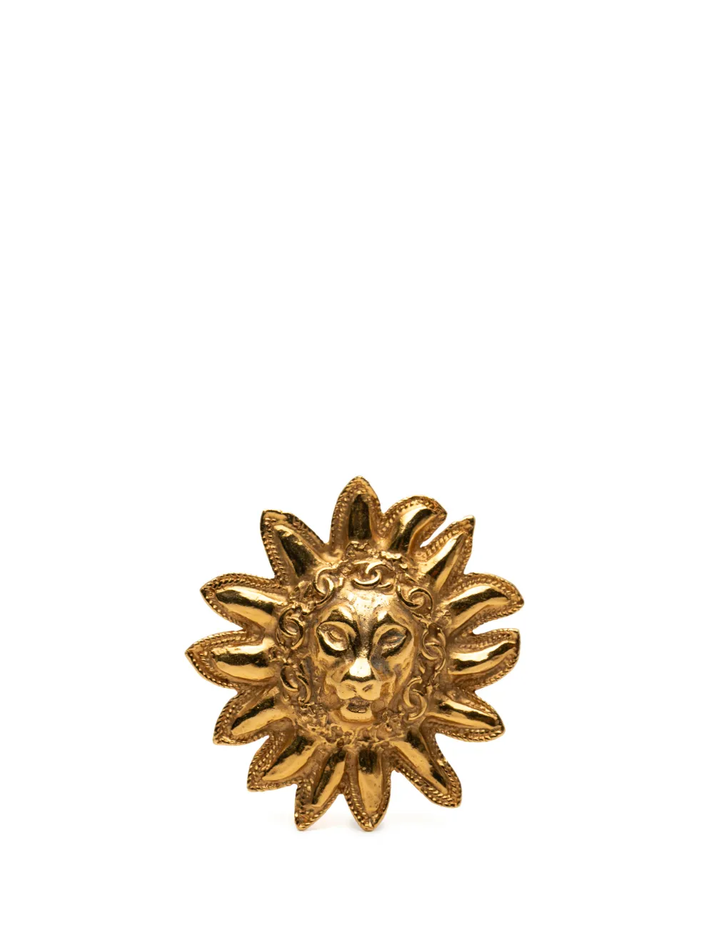 CHANEL Pre-Owned 1970-1980 Gold Plated CC Lion Sun Brooch costume brooch - Oro