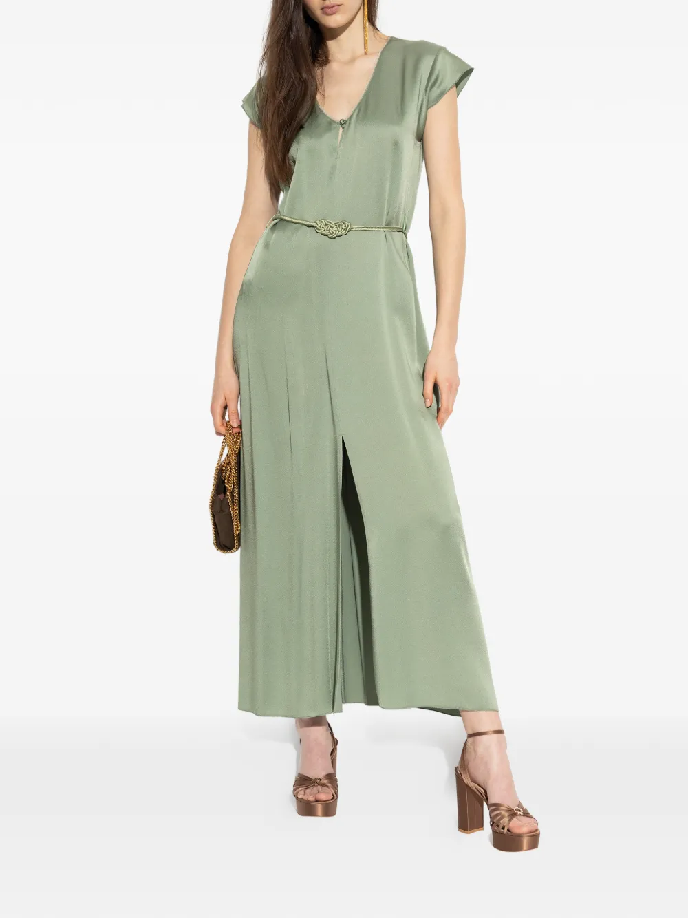 Forte Forte V-neck belted dress - Groen