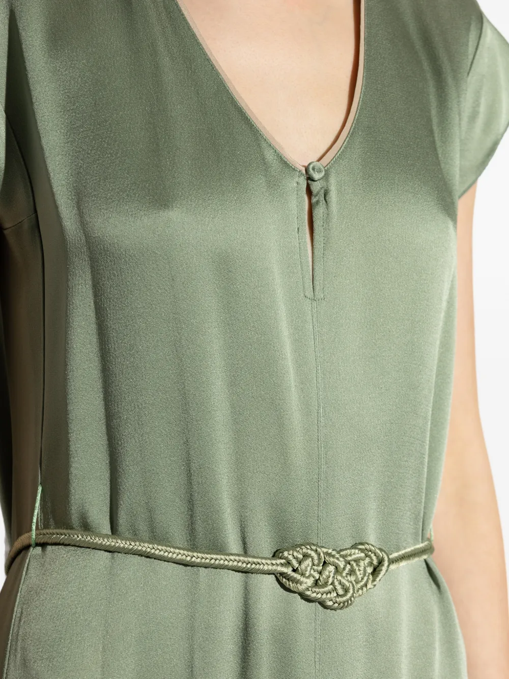 V-Neck Belted Dress