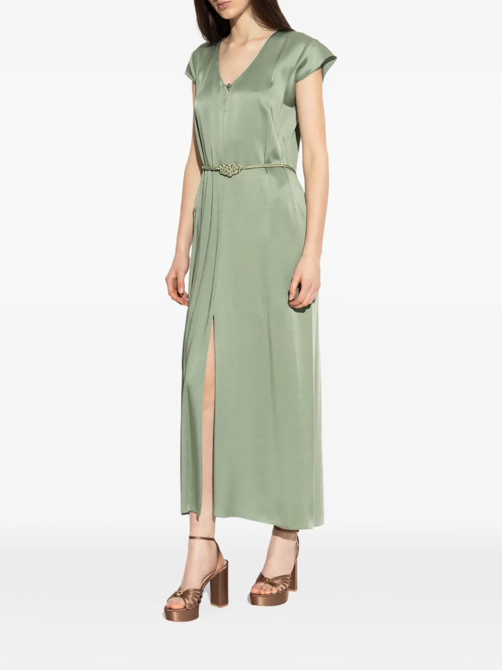 Forte Jurk met V-hals Groen