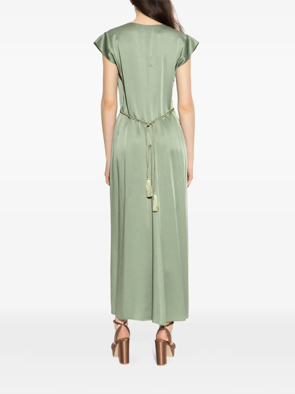 V-Neck Belted Dress