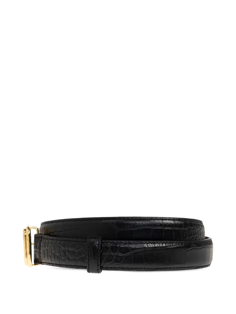 LIE STUDIO Georgia crocodile-effect belt - Zwart