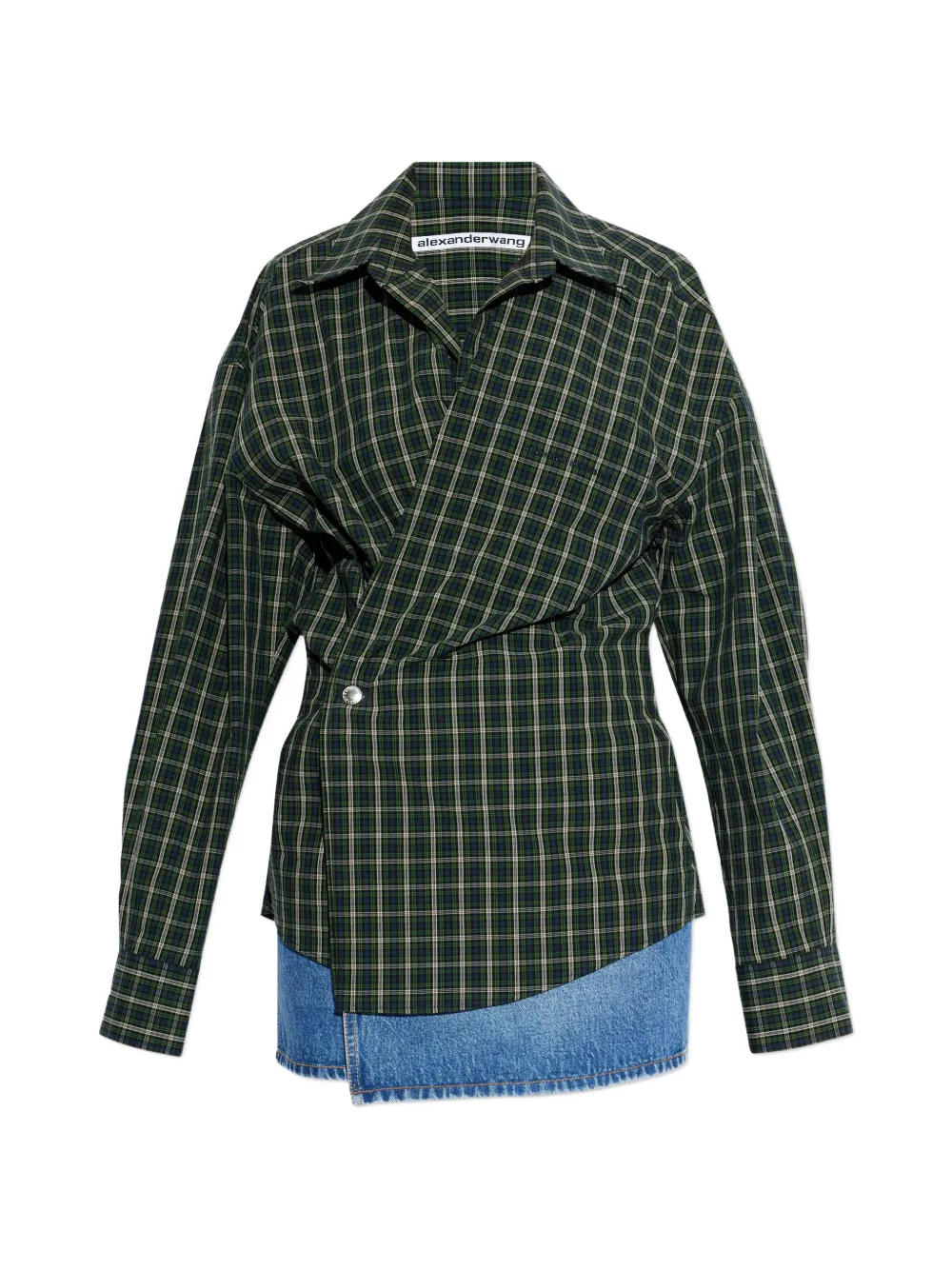 Alexander Wang plaid wrapped mini dress - Verde
