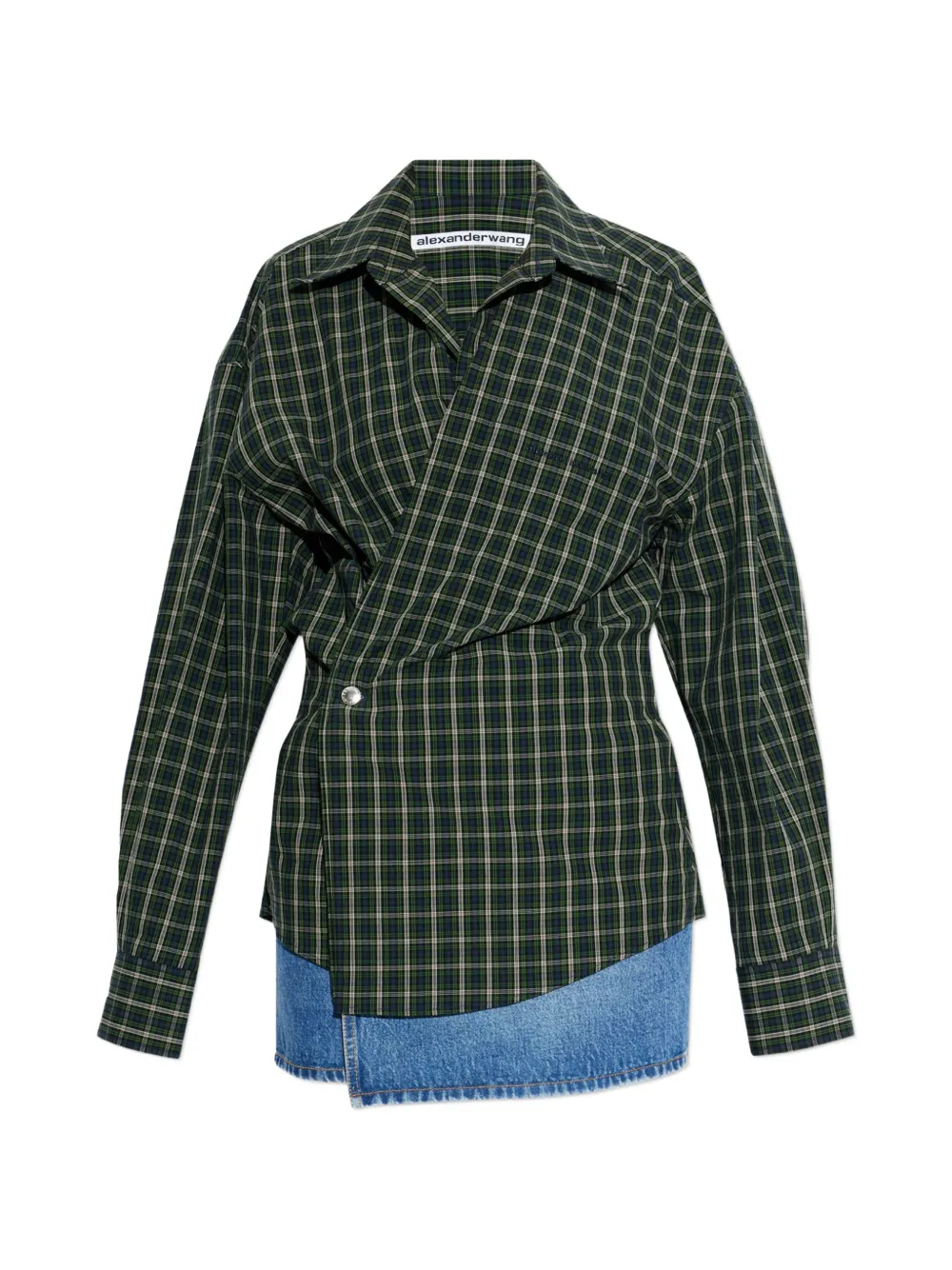 Alexander Wang plaid wrapped mini dress - Verde