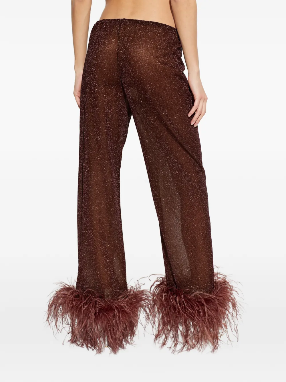 Oséree Broek met veren afwerking Bruin
